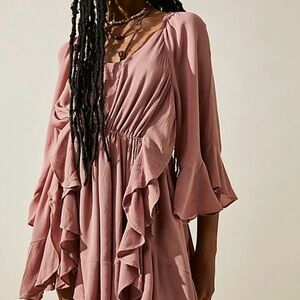 Free People| ‘The Right Decision’ Feminine Boho Rose Mini Dress Sz M